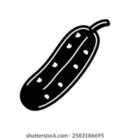 Cucumber black icon drawing white background vector illustration design.