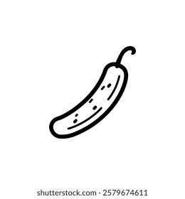 Cucumber black icon food and white background. vector design