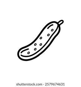 Cucumber black icon food and white background. vector design