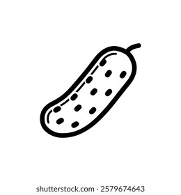 Cucumber black icon food and white background. vector design