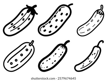 Cucumber black icon food and white background. vector design