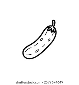 Cucumber black icon food and white background. vector design