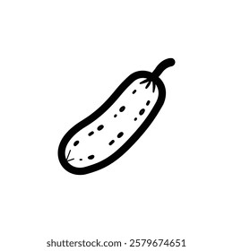 Cucumber black icon food and white background. vector design