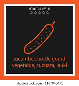 cucumber, bottle gourd, vegetable, cucuzza, lauki  vector icon