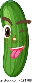 Cucumber cartoon character with facial expression illustration