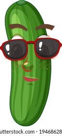 Cucumber cartoon character with facial expression illustration