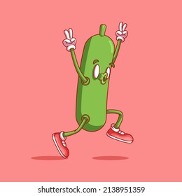 Cucumber cartoon illustration. Great for restaurant catalogs, mascots, t-shirts, banners and posters.