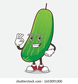 Cucumber cartoon mascot character with calling gesture