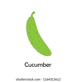 Cucumber in cartoon style, card with vegetable for kid, preschool activity for children, vector illustration