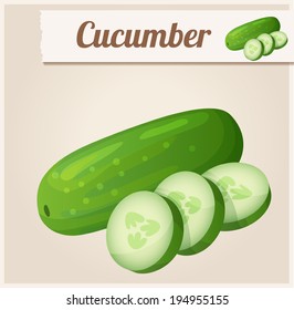 Cucumber. Cartoon vector Icon. Series of food and drink and ingredients for cooking.