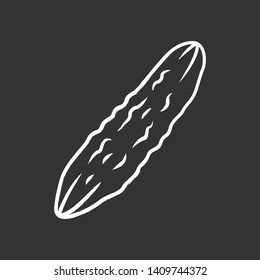 Cucumber chalk icon. Agriculture plant. Salad ingredient. Vegetable farm. Vegetarian diet. Healthy nutrition. Vitamin. Vegan food. Isolated vector chalkboard illustration