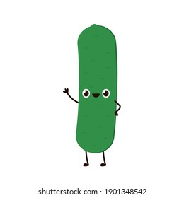 Gurken-Charakterdesign. Gurken-Cartoon-Vektorgrafik auf weißem Hintergrund.