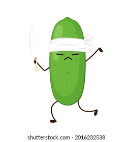 Cucumber character design. Cucumber on white background.