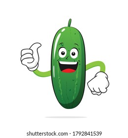 The cucumber character smiles raising a thumb on a white background -vector
