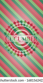 Cucumber christmas emblem. Vector Illustration. Detailed.