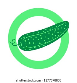 Cucumber in circle. Vector illustration. Flat. Color 1.
