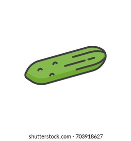 Cucumber color flat line icon.