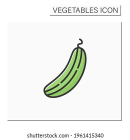 Cucumber color icon. Edible vegetable.Dietary food. Vegetarian, healthy nutrition. Health benefits.Agriculture concept. Isolated vector illustration