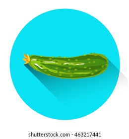 Cucumber Colorful Vegetable Icon Flat Vector Illustration