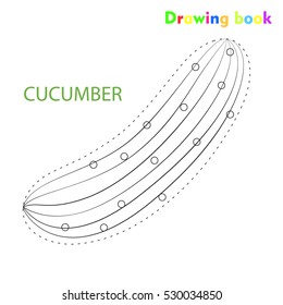 Cucumber coloring and drawing book vegetable design illustration 