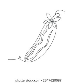 Cucumber in continuous line art drawing style