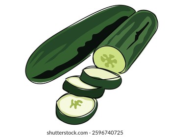 Cucumber continuous line pattern on a white background