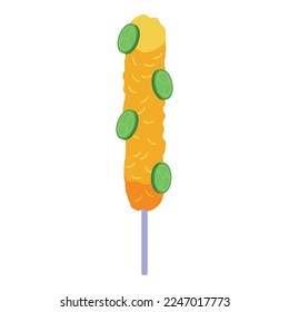 Cucumber corn dog icon isometric vector. Hot food. Sausage stick