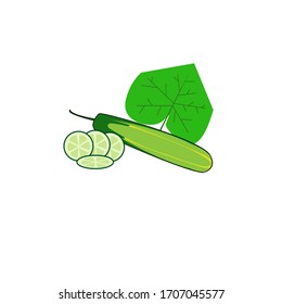 
pepino. los pepinos y las rodajas están aislados en un fondo blanco. Ilustración vectorial. Diseño de alimentos saludables.