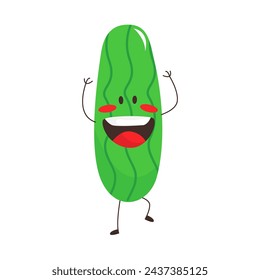 cucumber of cute fruit character in flat illustration