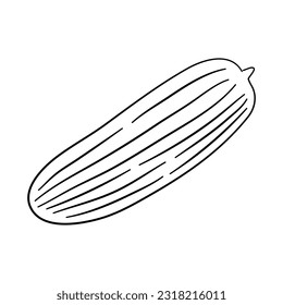 Icono de garabato de pepino. Esbozo negro dibujado a mano. Ilustración vectorial.