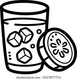 Icono de Vector doodle de bebida de pepino e ilustración