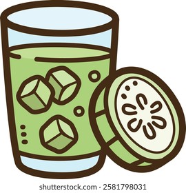 Cucumber drink vector doodle illustration and graphic