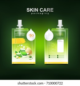 Cucumber Extracts Cream Collagen and Serum plus vitamin Protection UV Template for Skin Care Packaging Design Vector Concept.