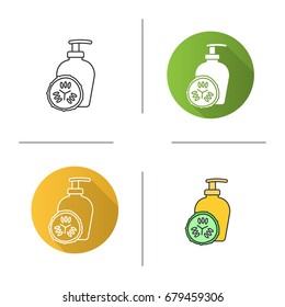 Cucumber facial mask icon. Flat design, linear and color styles. Spa salon moisturizer. Isolated vector illustrations