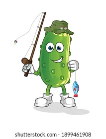 cucumber fisherman illustration. character vector