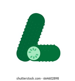 Cucumber flat icon. Colorful vector sign. Flat style design