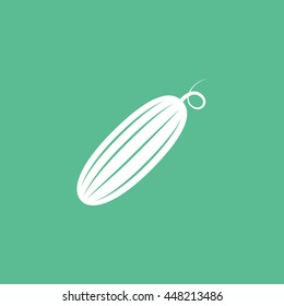 Cucumber Flat Icon On Green Background
