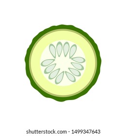 cucumber flat icon. round slice cucumber as ingredient for detox. vector illustration eps10