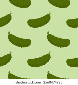 Cucumber flat style seamless pattern background. cucumber vegetable background.