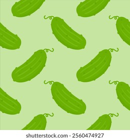 Cucumber flat style seamless pattern background. cucumber vegetable background.