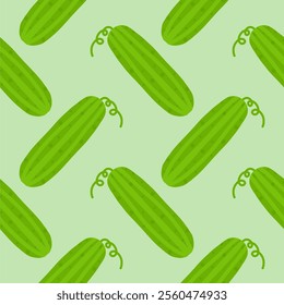 Cucumber flat style seamless pattern background. cucumber vegetable background.