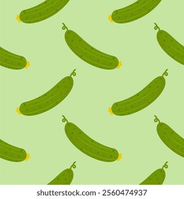 Cucumber flat style seamless pattern background. cucumber vegetable background.