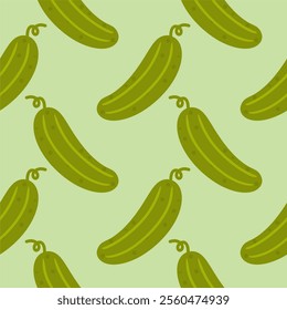 Cucumber flat style seamless pattern background. cucumber vegetable background.