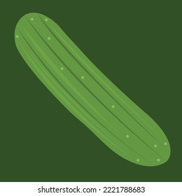 Ilustración del vector plano del pepino. Dibujo vectorial de pepino verde lindo para diseño gráfico y elemento decorativo