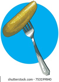 cucumber with a fork, illustration