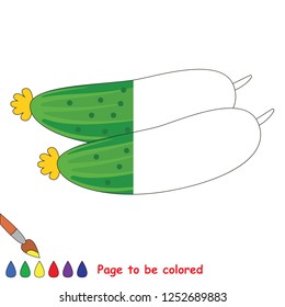 Cucumber fragments to be colored, the coloring book for preschool kids with easy educational gaming level.