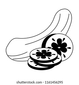 Cucumber fresh vegetable in black and white