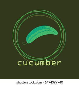 Cucumber. Fresh vegetables. Organic food poster. Farmer market design. Vector background.