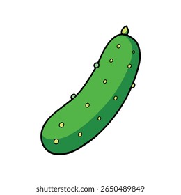 Pepino fresco com gotas de água suculenta verde vegetal olhar Vetor ilustração