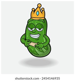 Cucumber Fruit Crown Mascot Character Cartoon With Love struck expression. Vector Illustrations